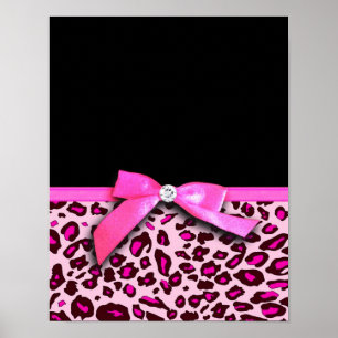 Hot pink leopard print ribbon bow graphic