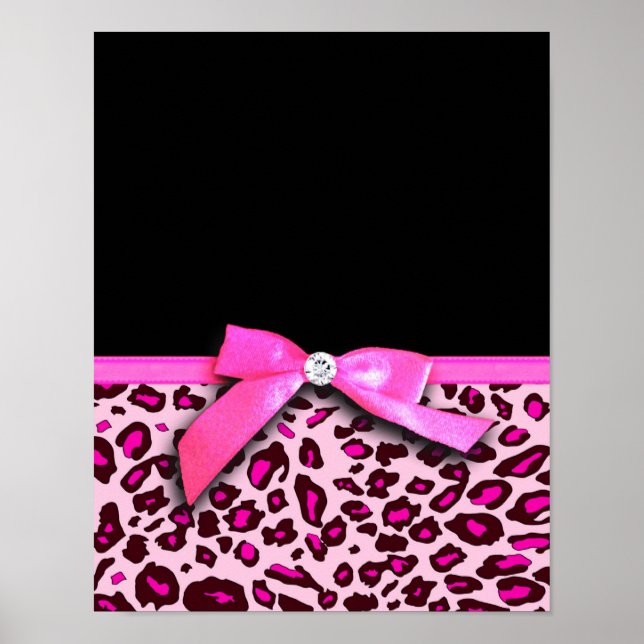 Hot pink leopard print ribbon bow graphic (Front)