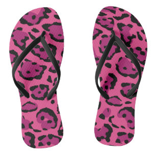 Hot Pink Leopard Print  Thongs