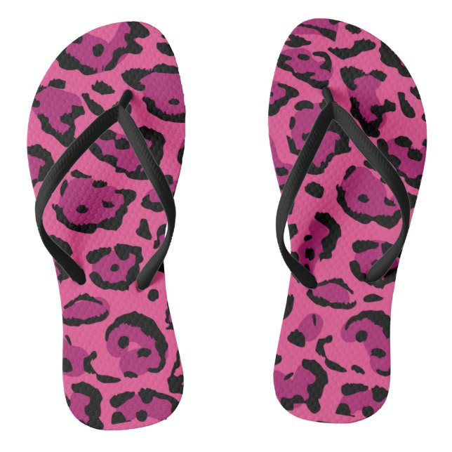 Hot Pink Leopard Print  Thongs (Footbed)