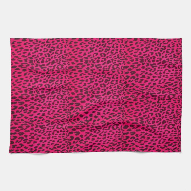 Hot Pink Leopard Print Towel* Tea Towel (Horizontal)