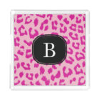 Hot Pink Leopard Print Tray with Monogram