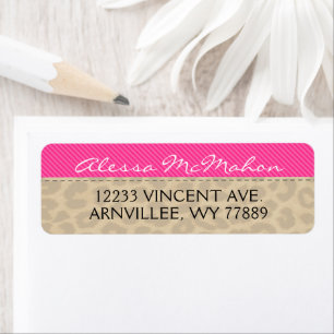 Hot Pink & Leopard Return Address Labels