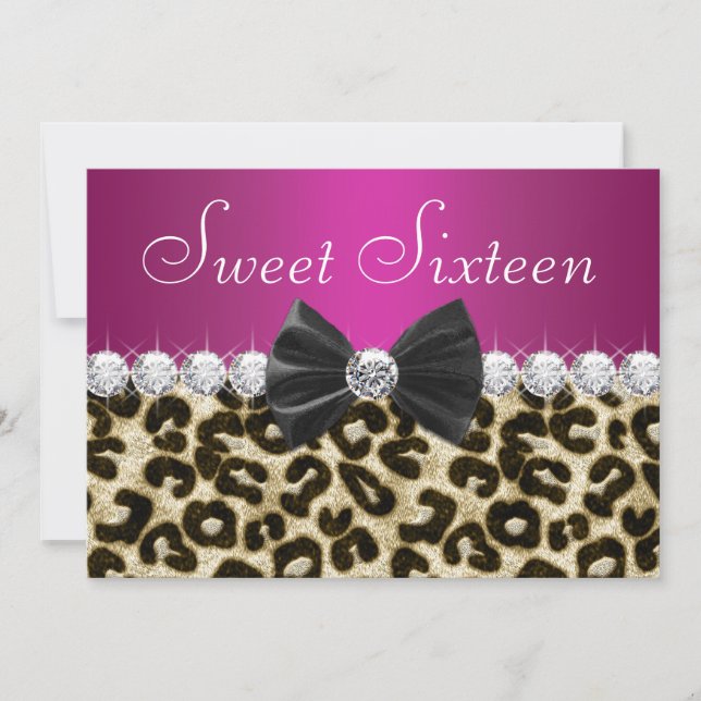 Hot Pink Leopard Sweet Sixteen Invitation (Front)