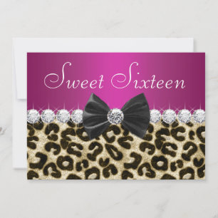 Hot Pink Leopard Sweet Sixteen Invitation