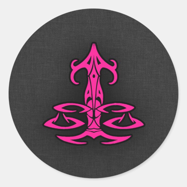 Hot Pink Libra Scales Zodiac Sign Classic Round Sticker (Front)