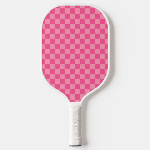 Hot Pink Light Pink Chequered Pattern Pickleball Paddle