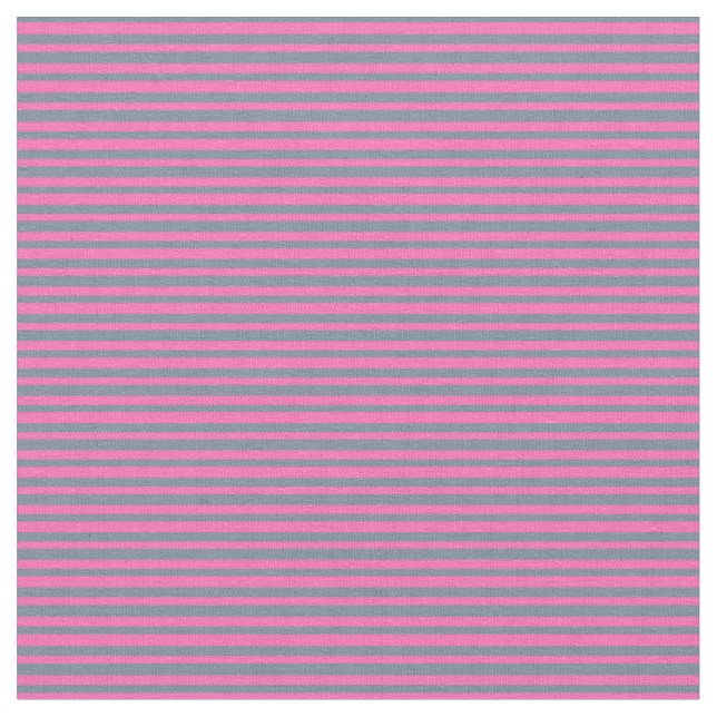 Hot Pink & Light Slate Grey Coloured Lines Fabric (Close Up)