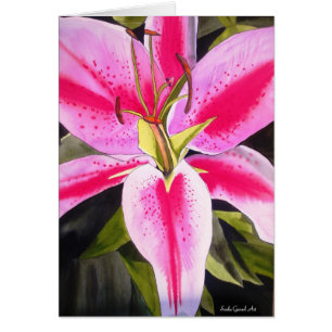 Hot Pink lily flower watercolor pop art painting