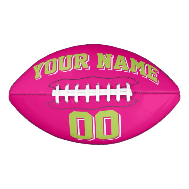 HOT PINK LIME GREEN AND WHITE Custom Football (Front)