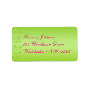 Hot Pink, Lime Green Floral Address Label