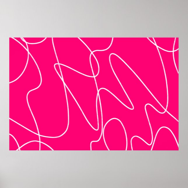 Hot Pink Line Art  Poster (Front)