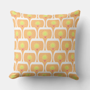 Hot Pink Lines on White Shapes of Marigold Panel  Cushion