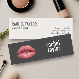 Hot Pink Lips Charcoal Makeup Business Card
