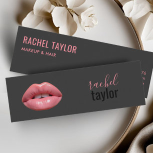 Hot Pink Lips Charcoal Makeup Business Card