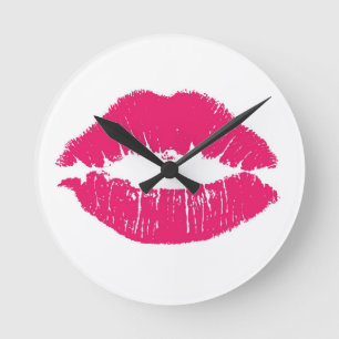 Hot Pink Lips Clock