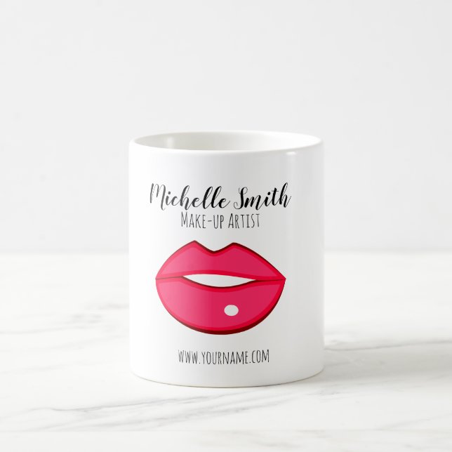 Hot Pink lips design Make-up artist Coffee Mug (Center)