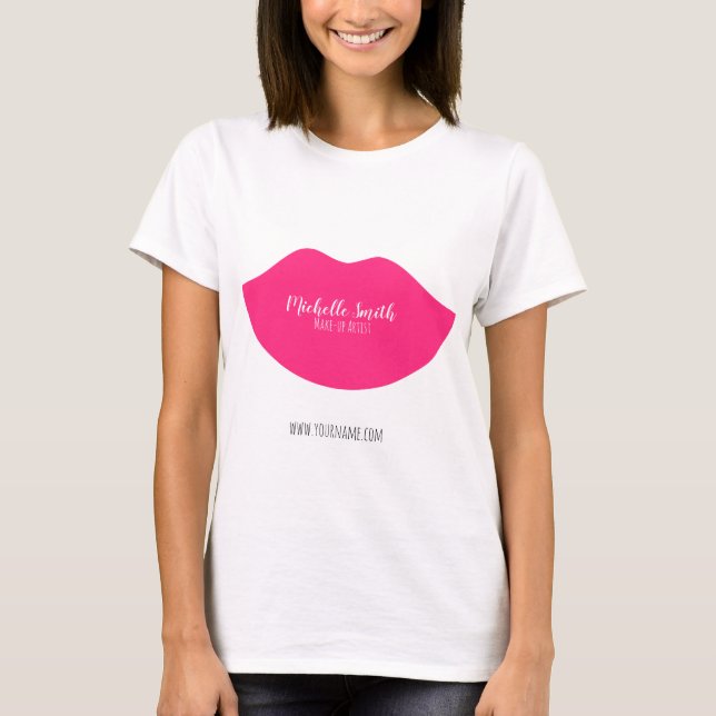 Hot Pink lips design Make-up artist T-Shirt (Front)