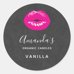 Hot Pink Lips Glamourous Candle or Soap Scent Classic Round Sticker