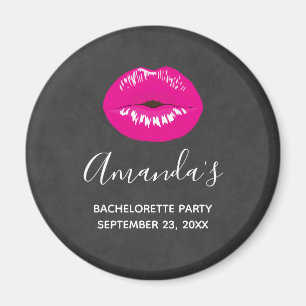 Hot Pink Lips Glamourous Illustration Bachelorette Magnet