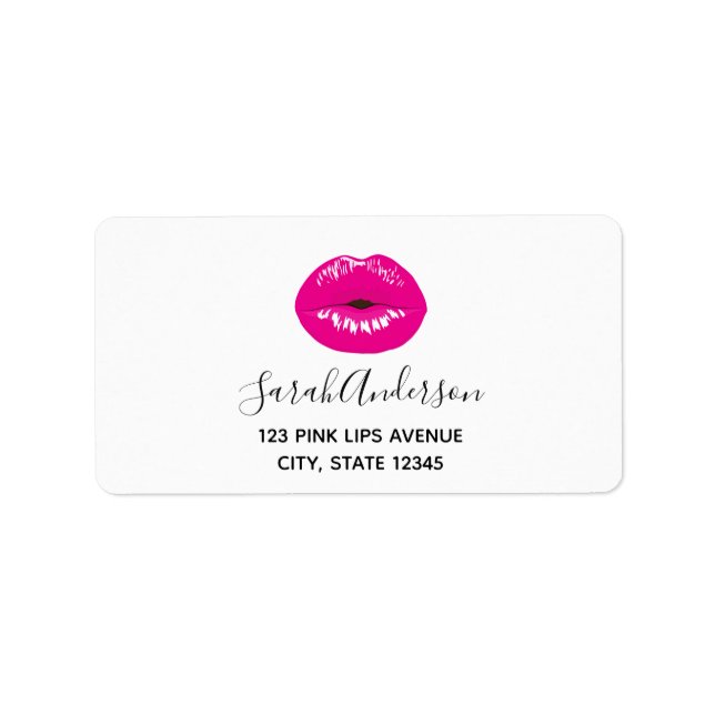 Hot Pink Lips Glamourous Illustration Label (Front)