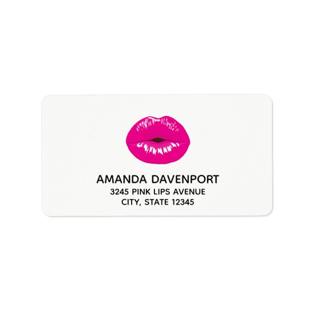 Hot Pink Lips Glamourous Illustration Label (Front)