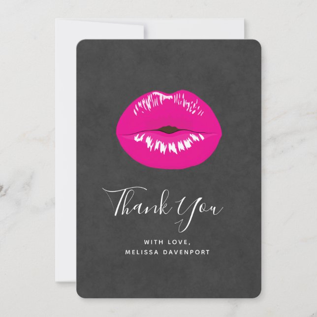 Hot Pink Lips Glamourous Illustration Thank You (Front)