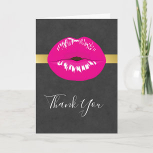 Hot Pink Lips Glamourous Illustration Thank You Card