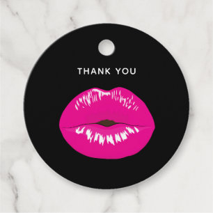 Hot Pink Lips Glamourous Illustration Thank You Favour Tags