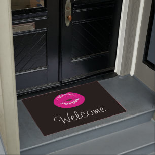 Hot Pink Lips Glamourous Image Welcome Doormat