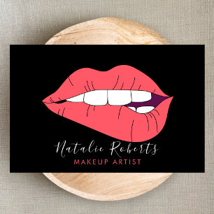 Hot Pink Lips Glamourous Makeup Artist Salon Business Card