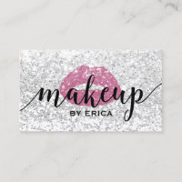 Hot Pink Lips Modern Silver Sequins Makeup Artist