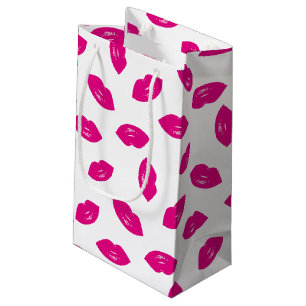 Hot Pink Lips Pattern Chic Lipstick Print Small Gift Bag