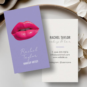 Hot Pink Lips   Purple Makeup Business Card