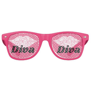 Hot Pink Lips Sparkle Diamonds Diva Retro Sunglasses