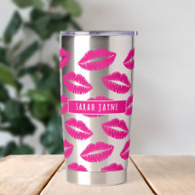 Hot Pink Lipstick Kiss Pattern Insulated Tumbler