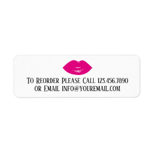 Hot Pink Lipstick Print Makeup Distributor Reorder Return Address Label