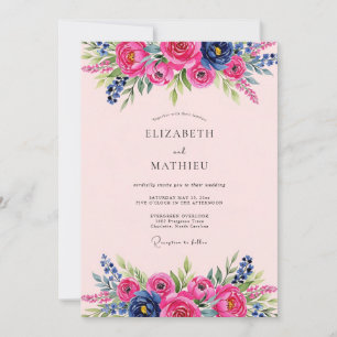 Hot Pink Lively Summer Wedding Invitation