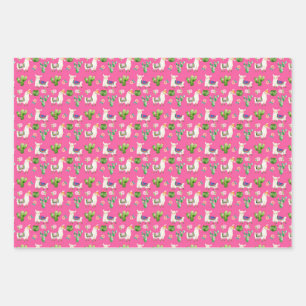 Hot Pink Llama/Cactus Fiesta Wrapping Paper