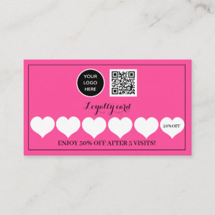Hot Pink Logo Modern Business Reward Punch Loyalty Card