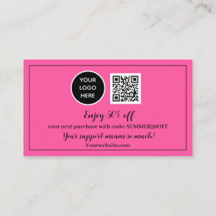 Hot Pink Logo Thank you Business Reward Punch Loyalty Card