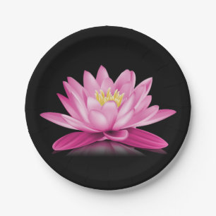 Hot pink lotus flower paper plate