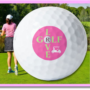 Hot Pink Love Golf Monogram Golf Ball