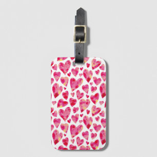 Hot Pink Love Heart pattern Luggage Tag