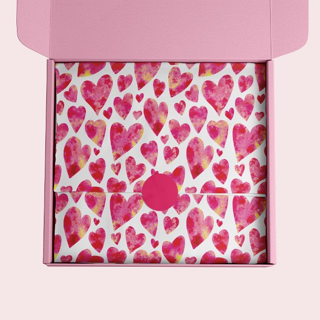 Hot Pink Love Heart pattern Tissue Paper (Pink love heart pattern tissue paper)