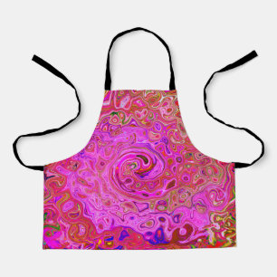 Hot Pink Marbled Colours Abstract Retro Swirl Apron