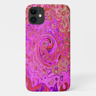 Hot Pink Marbled Colours Abstract Retro Swirl iPhone 11 Case