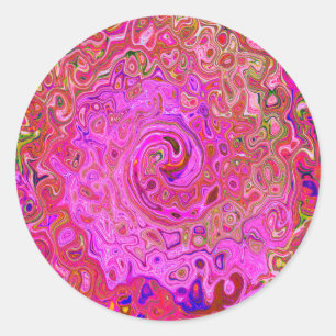 Hot Pink Marbled Colours Abstract Retro Swirl Classic Round Sticker