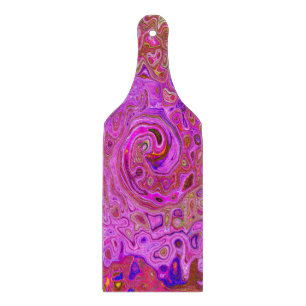 Hot Pink Marbled Colours Abstract Retro Swirl Cutting Board