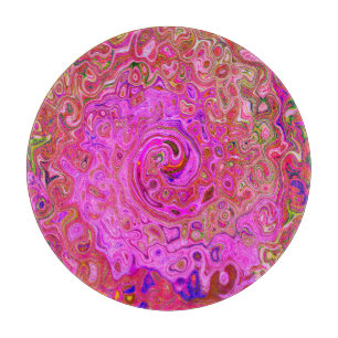 Hot Pink Marbled Colours Abstract Retro Swirl Cutting Board